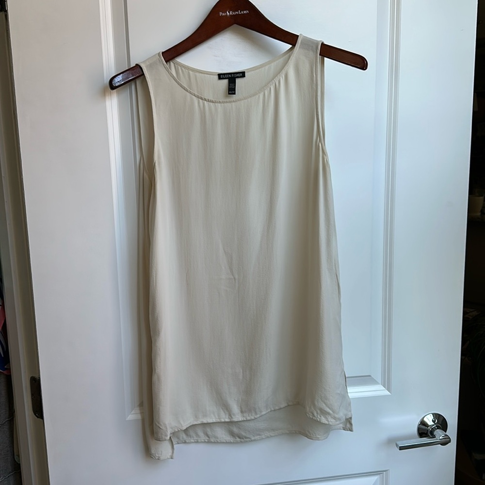 Eileen Fisher Bone Cream colored silk tunic size XS